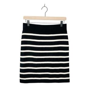 Ann Taylor LOFT Classic Black White Stripe Wool Blend Knit Pencil Skirt Petite S